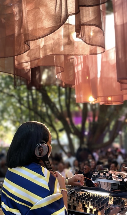 DJ set beneath the canopy at dusk, TGTHR stage